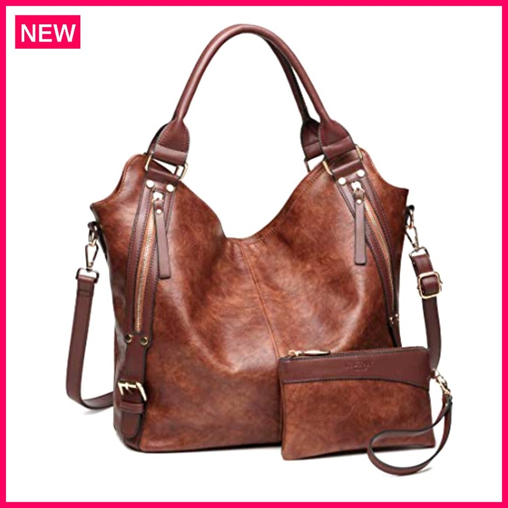 PU Leather Hobo Tote Bag with Adjustable Strap Multi-Pocket Organizer - Picture 2 of 8